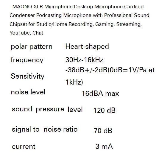 MAONO MICROFONO DE ESTUDIO DE CONDESADOR CON PARAL DE MESA CON CABLE MINI PLUG