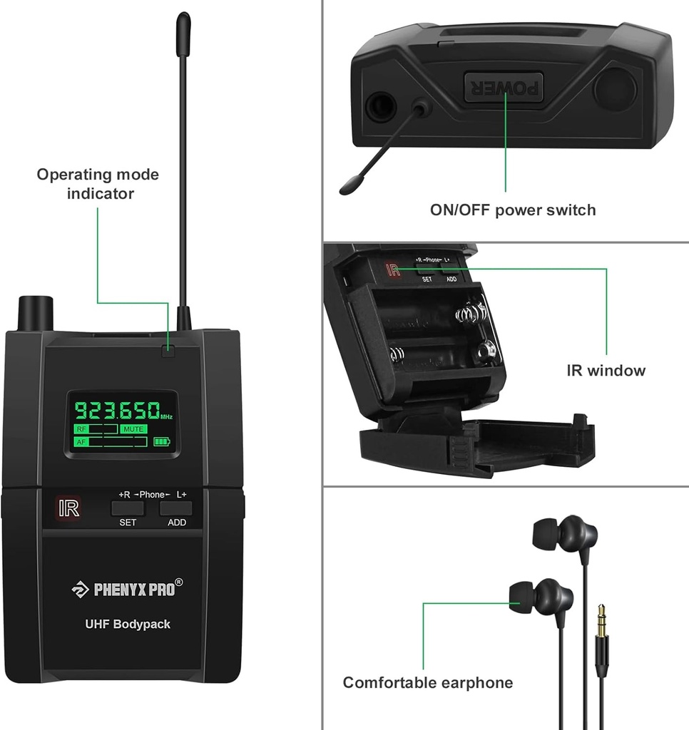 Phenyx Pro PTM-10 in-er Belt-Pack Monitor personal de Oído