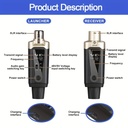 Depusheng T92 Transmisor Receptor de Micrófono Inalámbrico XLR, Señal de Audio o Sistema PA, Con Alimentación Phantom de 48V
