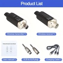 Depusheng T92 Transmisor Receptor de Micrófono Inalámbrico XLR, Señal de Audio o Sistema PA, Con Alimentación Phantom de 48V