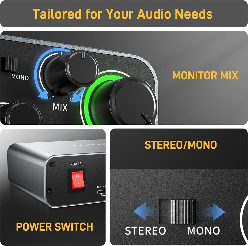 MAONO PS22 Interface de Audio 2X2 USB