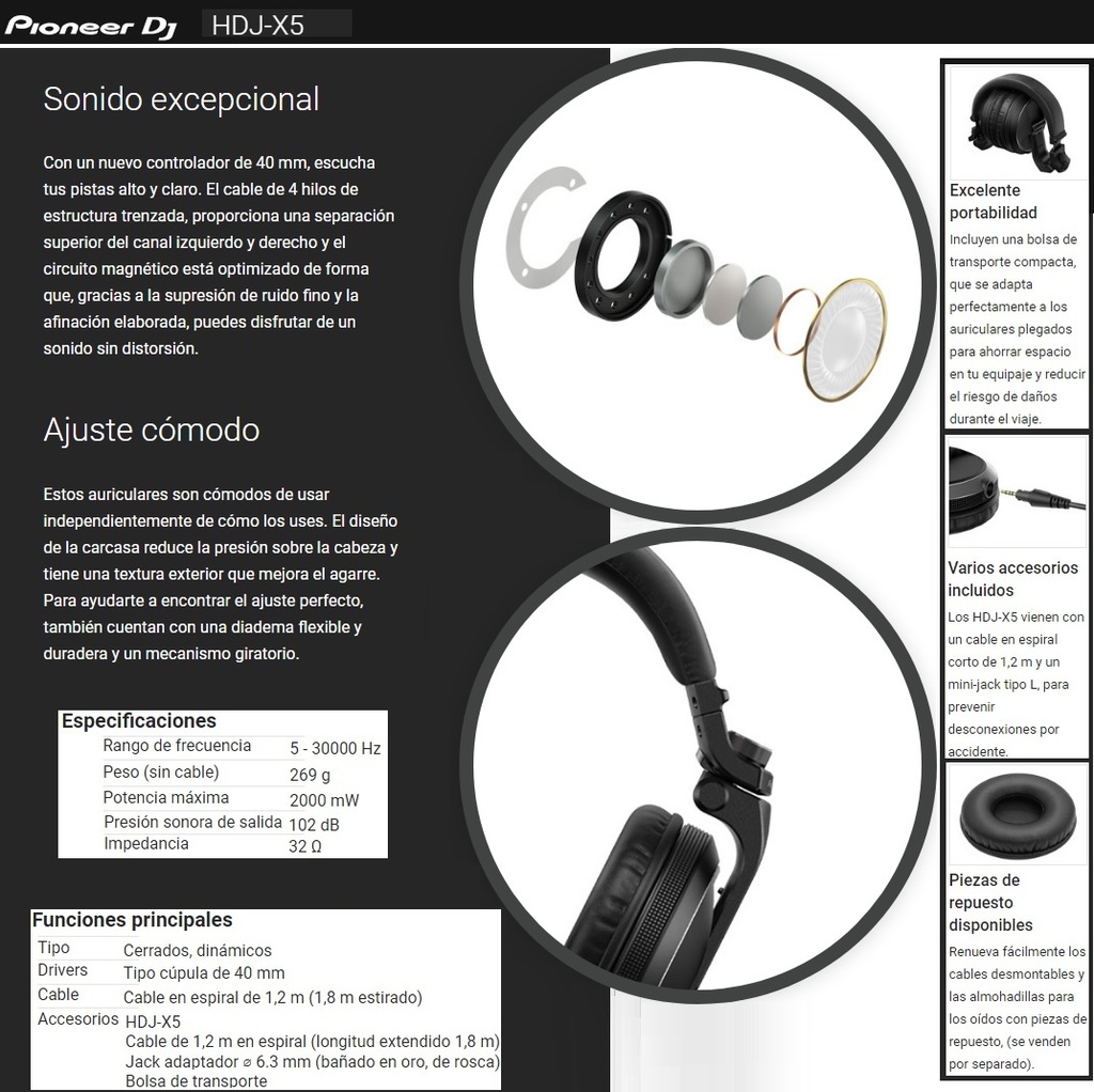 PIONEER HDJ-X5 AUDIFONOS DE DJ