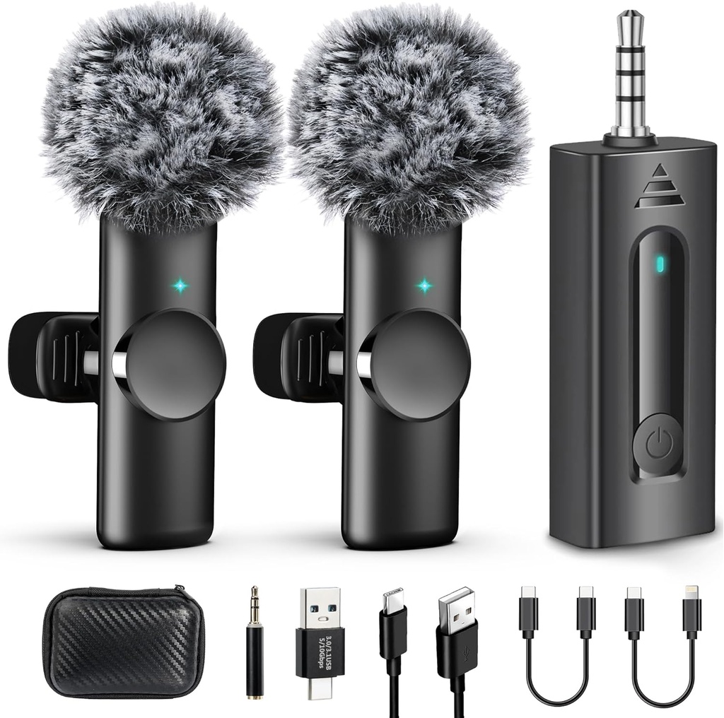 SPORTKEE K2 WIRELESS MINI LAVALIER 2 Micrófonos Inalámbricos Balita Solapa a un 1 receptor para teléfonos Android podcasts, YouTube, Entrevistas.