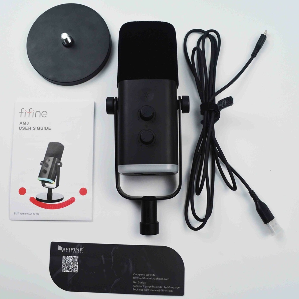 FININE AM8 Micrófono Dinámico XLR USB RGB Gaming, podcasts, YouTube