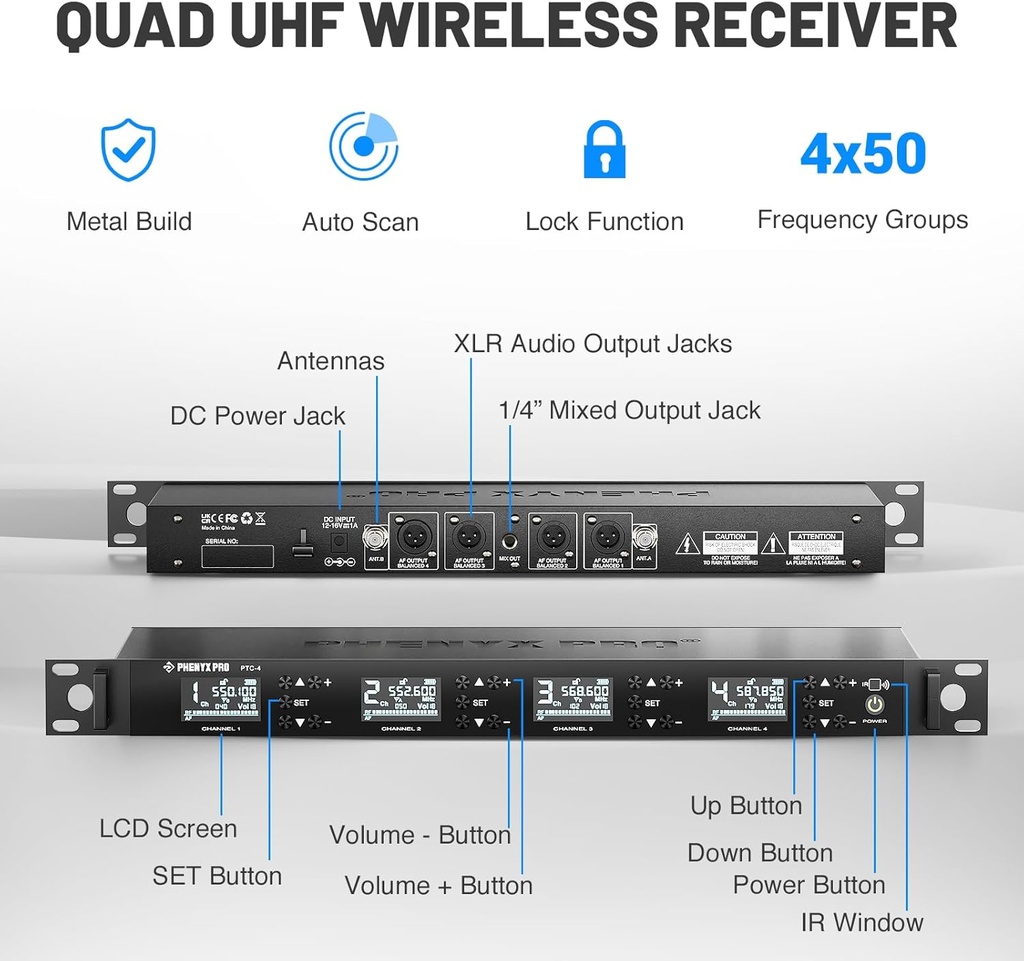 PHENYX PRO PTC-4 MICROFONO INALAMBRICO DE CONFERENCIAS 8en1 UHF (copiar)