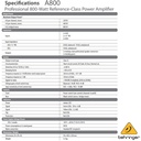 BEHRINGER AMPLIFICADOR POWER 800W 2 CANALES