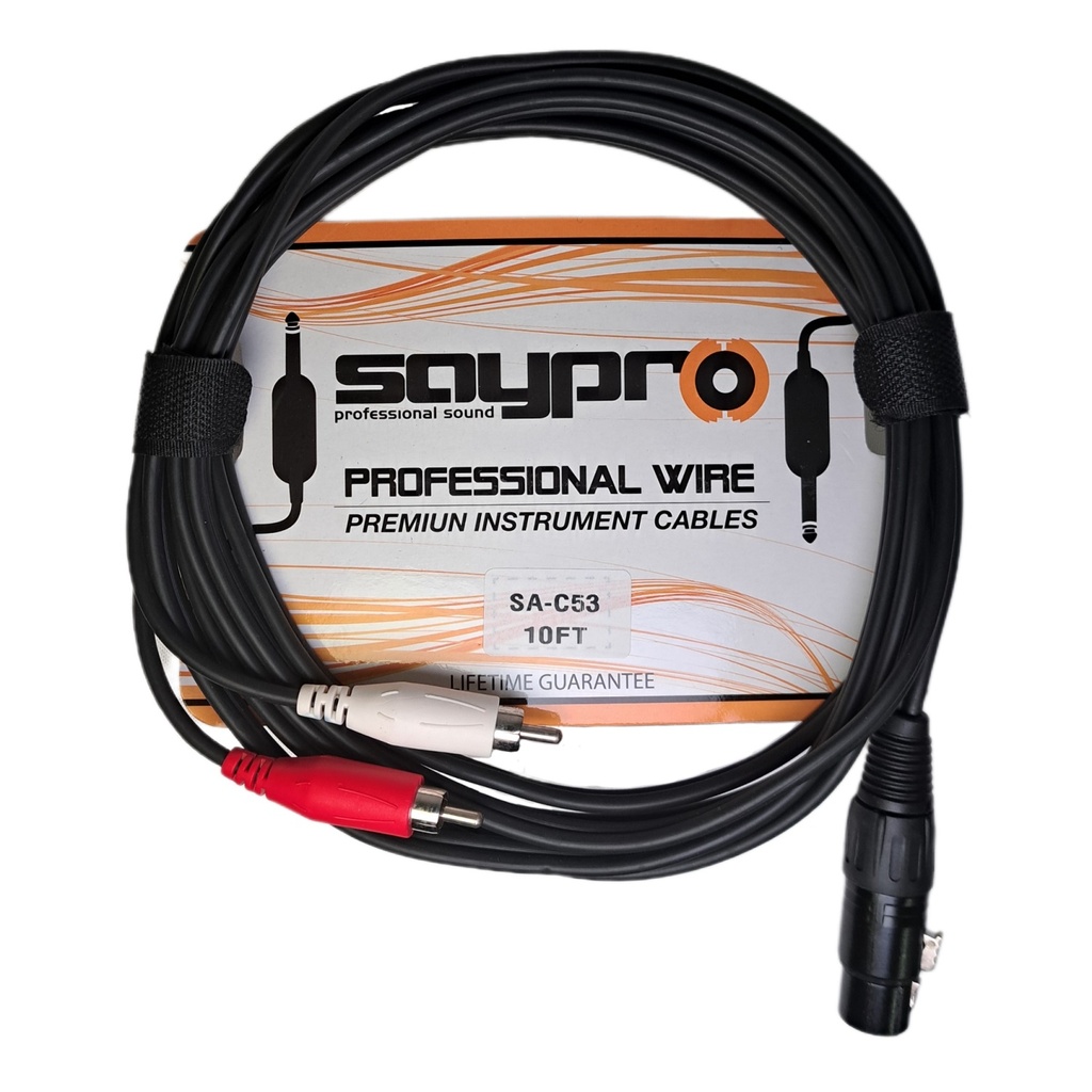 SAYPRO SA-C53-10FT CABLE DE AUDIO AUXILIAR XLR AEREO HEMBRA A RCA PLUG MACHO