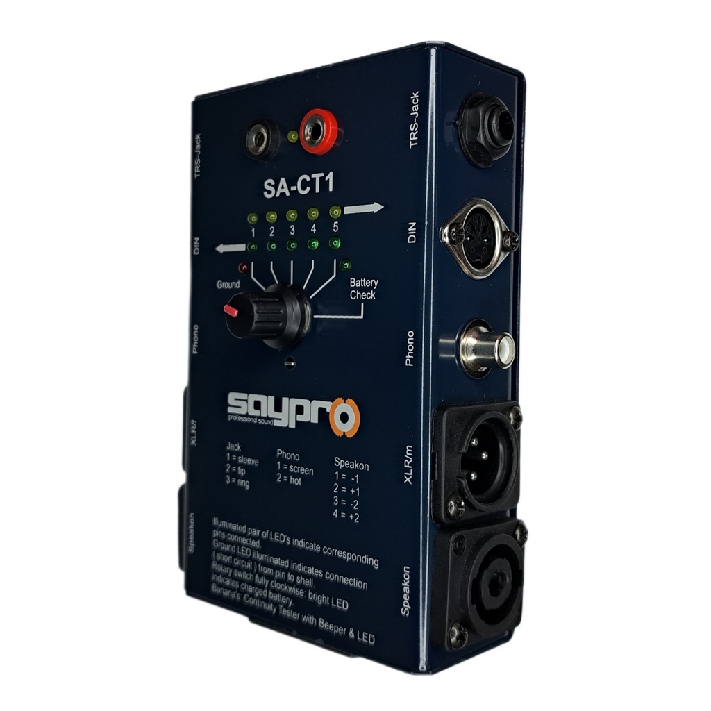 SAYPRO TESTER PROBADOR CABLE SPEAKON XLR TRS RCA DIN