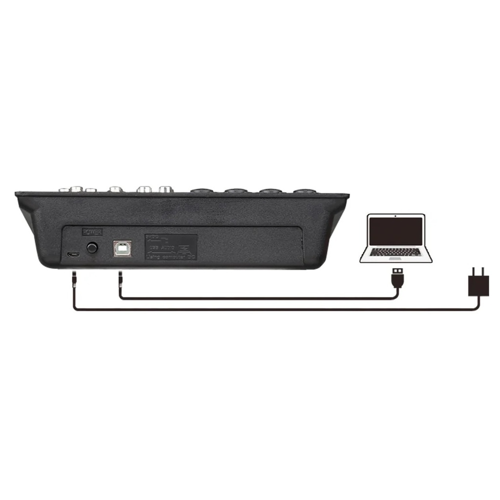 TEYUN CONSOLA 6 CANALES (4 EN XLR / PLUG) CON USB Y PHAPTOM