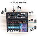 TEYUN CONSOLA 6 CANALES (4 EN XLR / PLUG) CON USB Y PHAPTOM