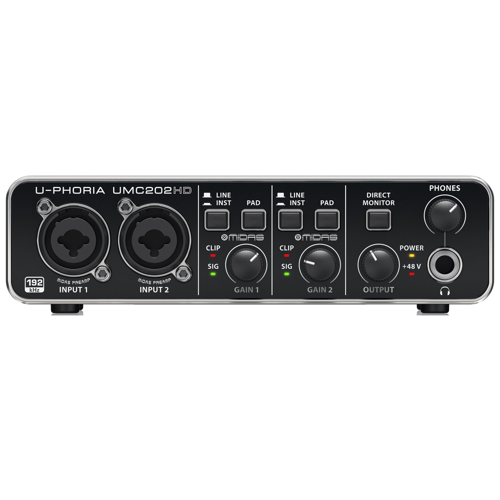 BEHRINGER U-PHORIA UMC202HD INTERFACE COMBO CON MICROFONO C-1 Y AUDIFONO HPS5000
