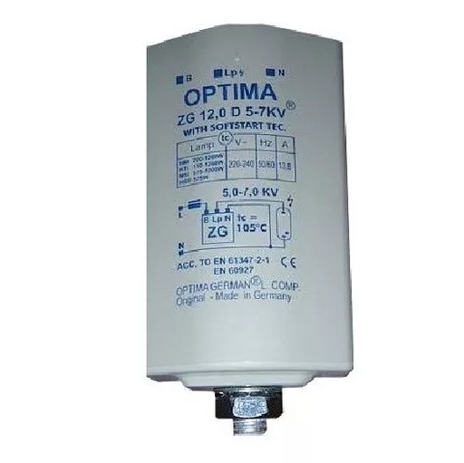 [ZG-12-D-5-7-KV] REPUESTO ENCENDEDOR IGNITER OPTIMA ZG 12,0 D 5-7 KV, 5A A 7A, 13,8A, 220V A 240V, 50/60HZ MARCA OPTIMA - EN 6347-2-1 - EN 60927 -ELATION 07-009-0003
