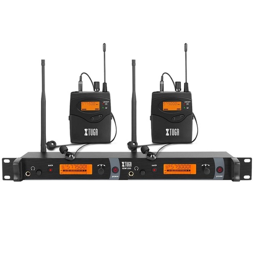 [IEM-1200] XTUGA IEM-1200-2 In-Ear Doble Belt-Pack Monitor personal de Oído Inalámbrica 2 mezclas