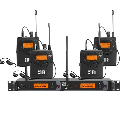 [IEM-1200-4] XTUGA IEM-1200-4 In-Ear Cuatro Belt-Pack Monitor personal de Oído Inalámbrica 2 Mezclas